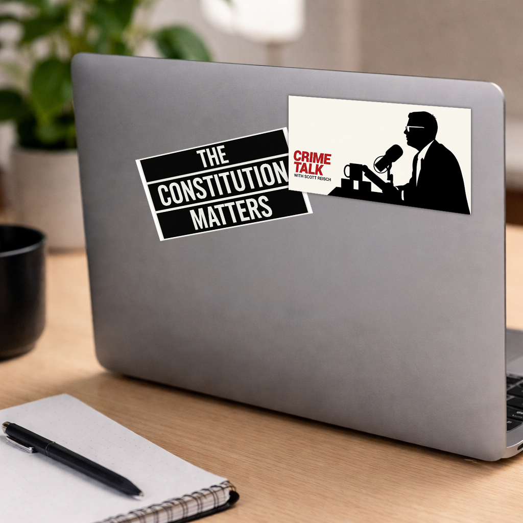 Scott at Desk Vinyl Sticker