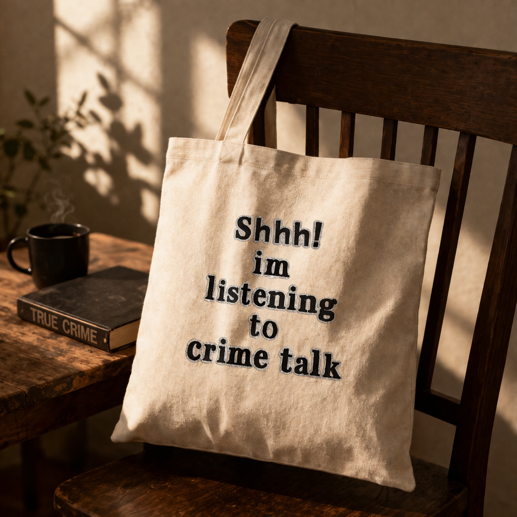 “Shhh! I’m Listening to Crime Talk” Tote Bag