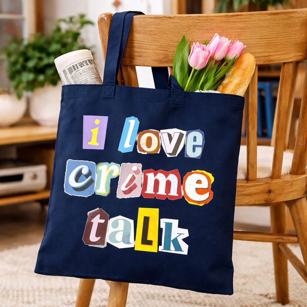 “I Love Crime Talk” Tote Bag