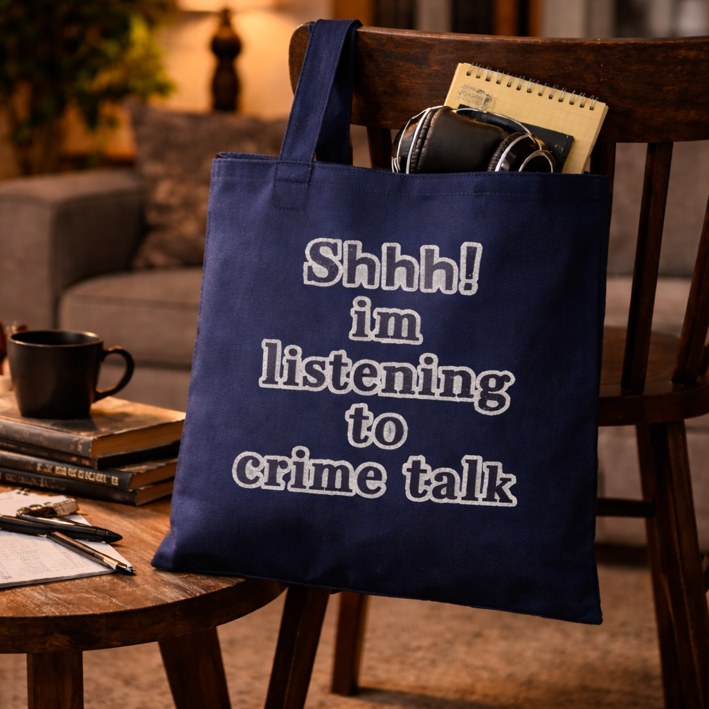 “Shhh! I’m Listening to Crime Talk” Tote Bag